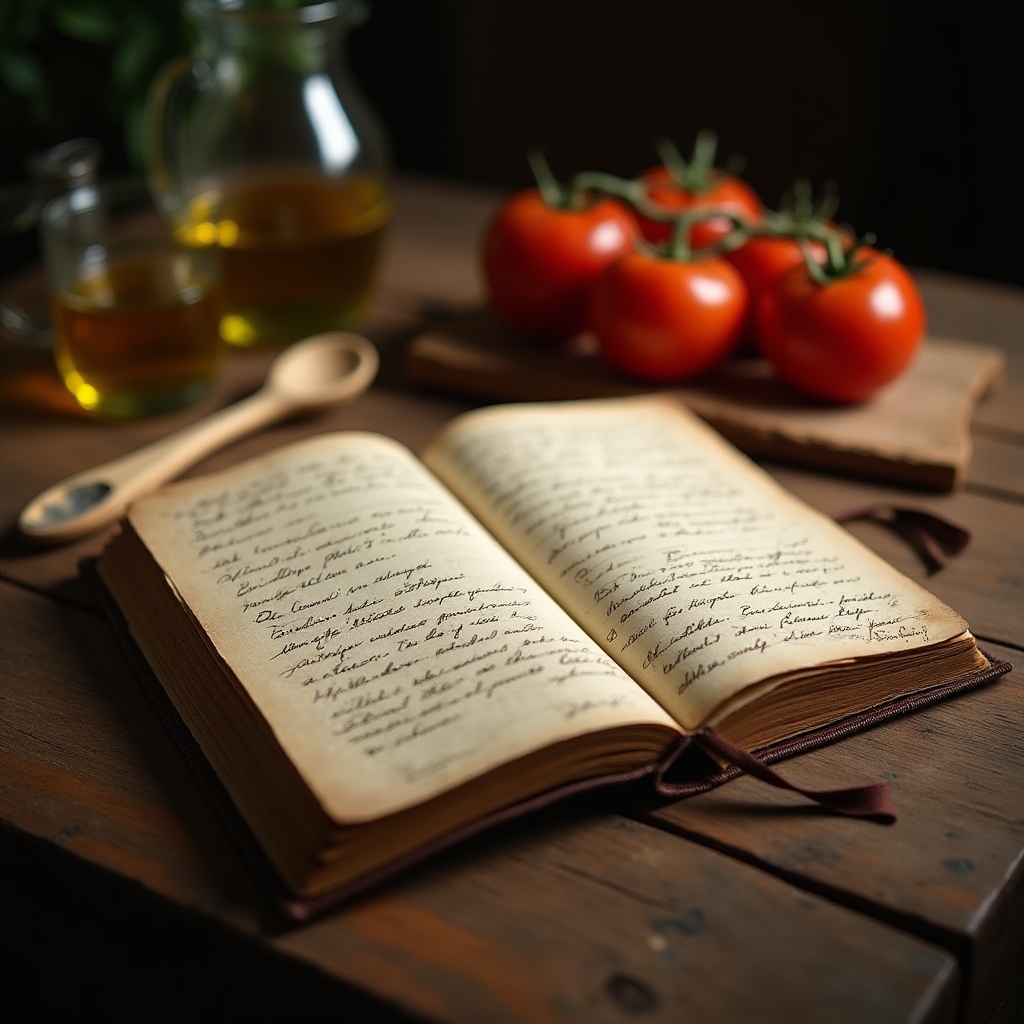 Quaderno di ricette su un tavolo di legno